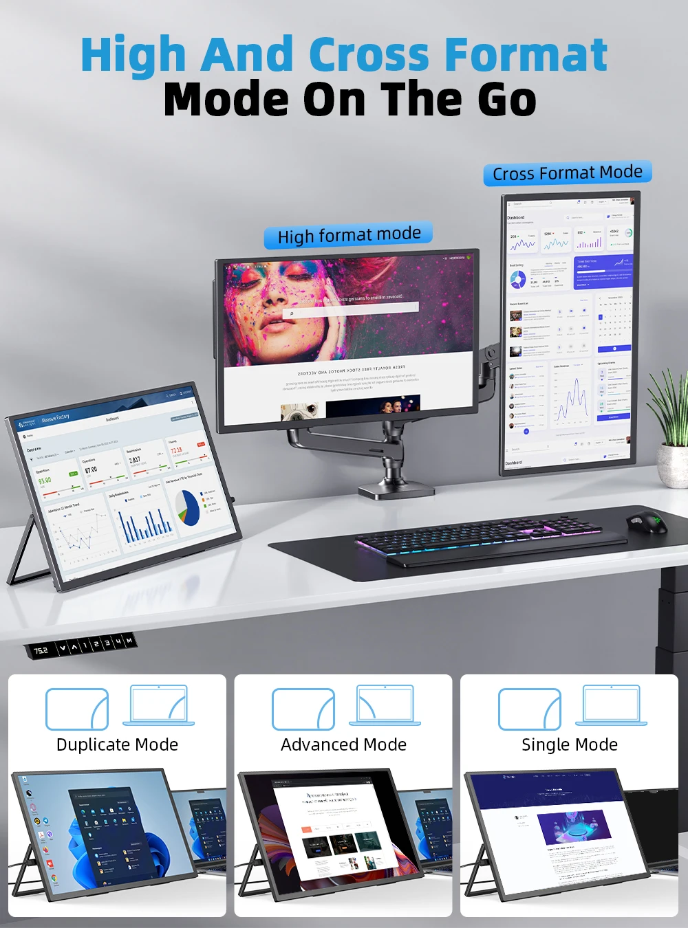 UPERFECT 18.4'' 4K Portable Monitor QLED 100% DCI-P3 3840x2160 UHD FreeSync HDR 2 Speakers Eye Care Travel Gaming Display For Laptop Desktop Mac Phones Tablet PS5/4 Switch view 6