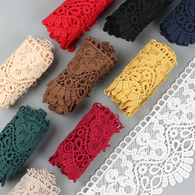 3 Meters Floral Embroidered Lace Ribbon DIY Apparel Sewing Fabric 10cm Handmade Crafts Material Hollow Out Water Soluble Tape