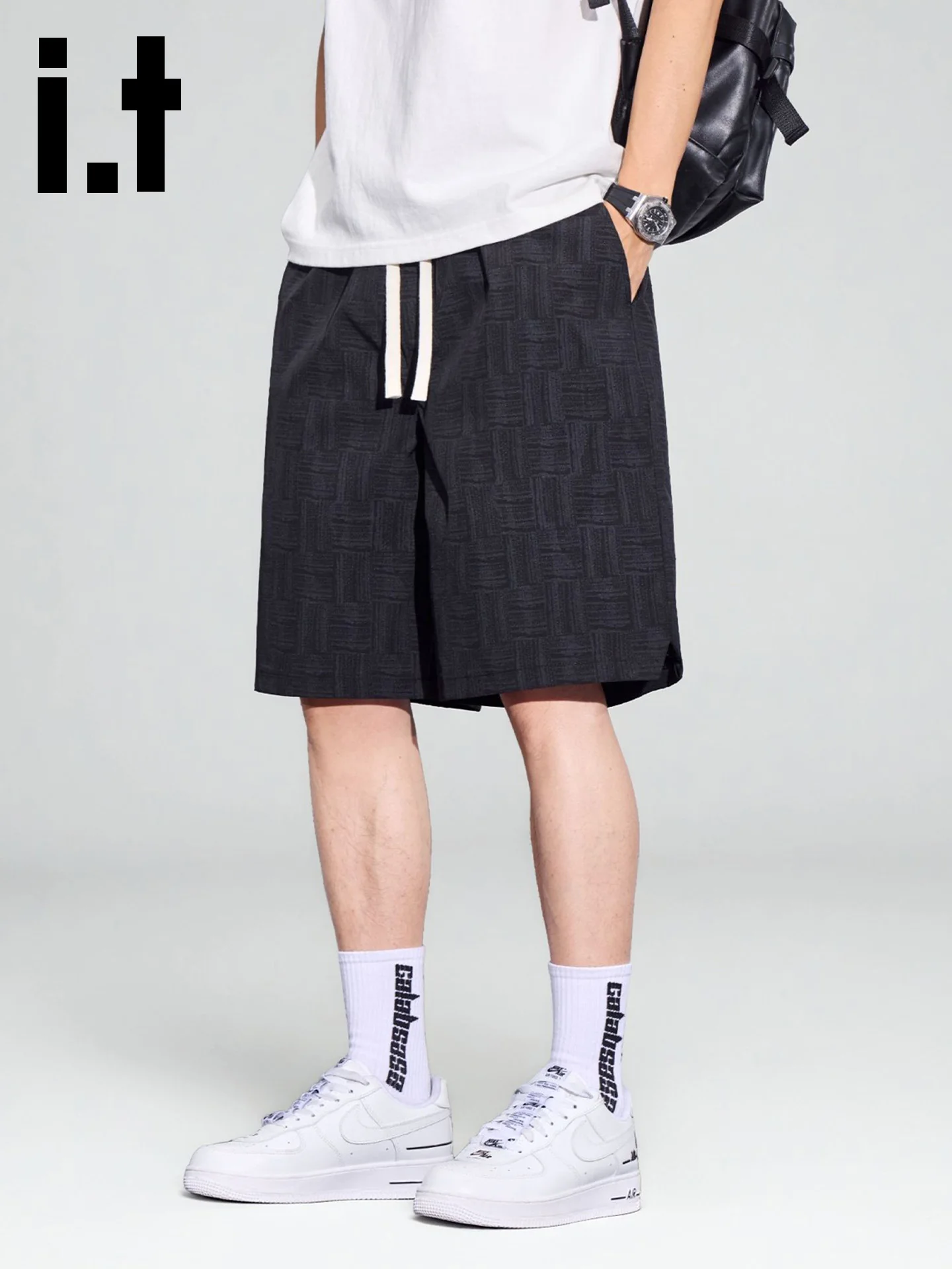 

Qui Dry Sports orts for Men Summer Thin Breathable Casual Five-Quarter Pants with Dstring Loose Fit Polyester Fiber