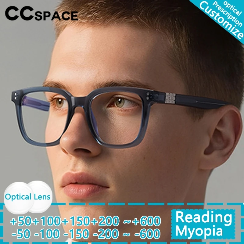

Classic Big Glasses Frame For Men Clear Lens Square Anti Blue Light Male Retro Rivet TR90 Eyeglass Frame Prescription Eyewear