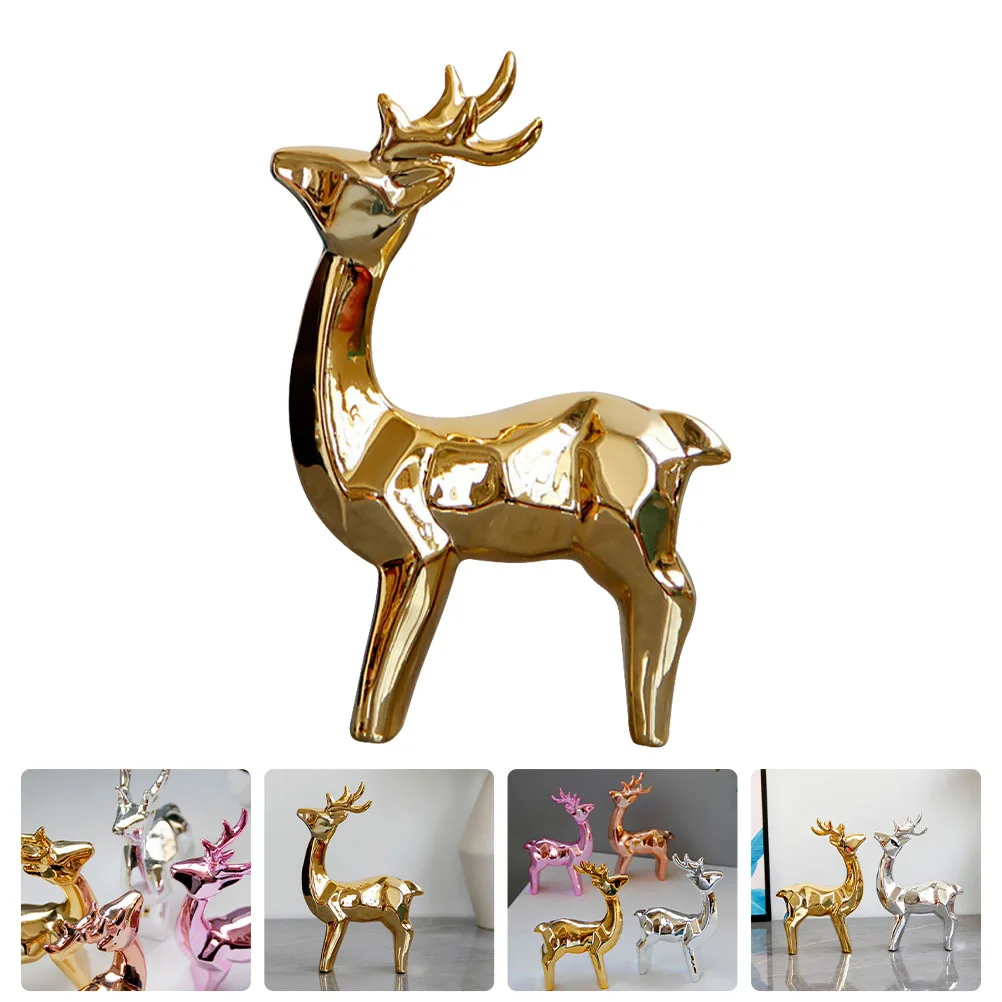 

Deer Shaped Ceramic Decoration Golden Elegant Home Decor for Entryway Desktop Living Room Office Space Joyful Atmosphere Holiday