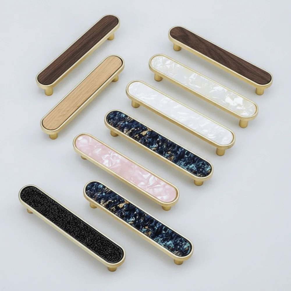 Gold Finish Cabinet Handle Pink Black New Zealand Pearl Shell Door Handle Zinc Alloy Brass Polychrome Shell Drawer Pull