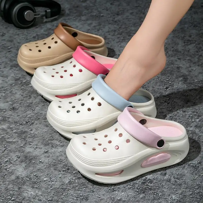 Modische Patchwork-Plateau-Clogs für Damen Sommer 2026 – Leichte EVA-Sandalen mit dicker Sohle, wasserdichte Strandpantoffeln für Frauen – Detail 10