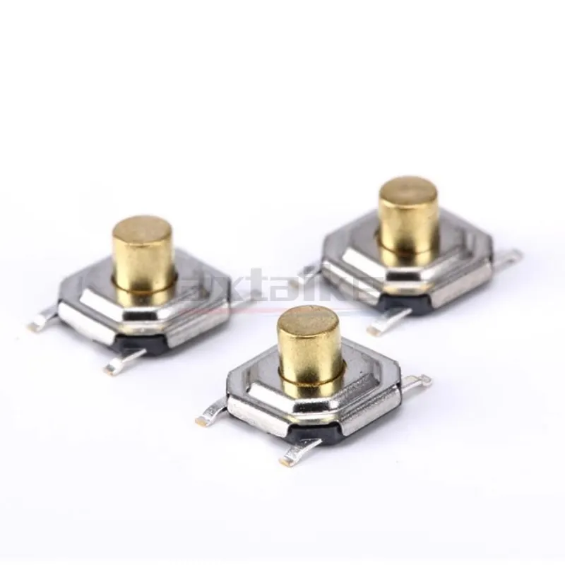 50 Uds 5,2*5,2 1,5/1,7/2/2,3/2,5/3/3,5/4,3mm botón táctil Micro cabeza de cobre Interruptor táctil impermeable 4*4MM 4 pines SMD