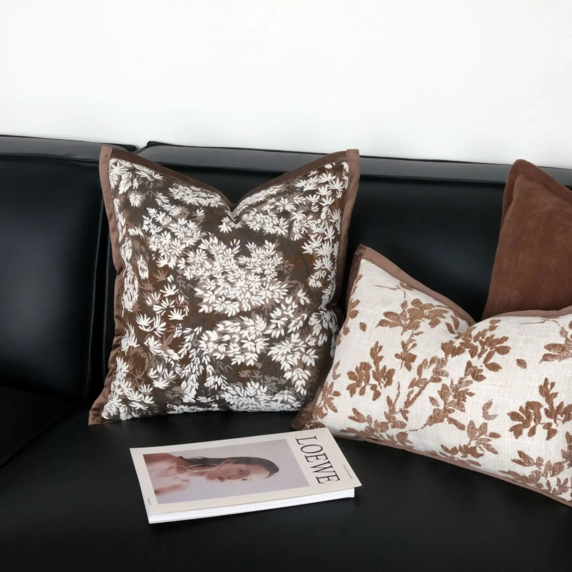 Vintage Wabi-Sabi Style Brown Series Throw Pillow Cover Cojines Jacquard Sofa Cushion Cover Headboard Pillowcases 30x50/45x45cm