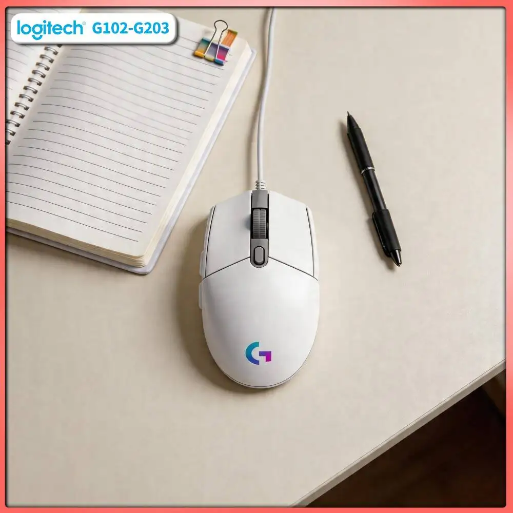 Logitech G203 Wired Mouse for Gaming 200-8000 DPI LIGHTSYNC RGB 6 Buttons 1ms Response 2.1m Cable 85g Tough Build
