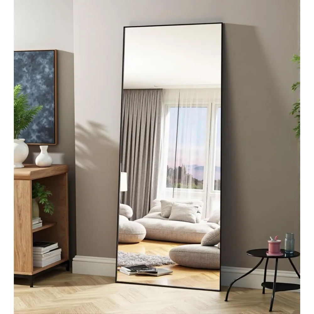 Full Length Wall-Mounted Mirror, 70x26 for Bedroom and Living Room, Standing or Hanging, Full Body Mirror with Stand