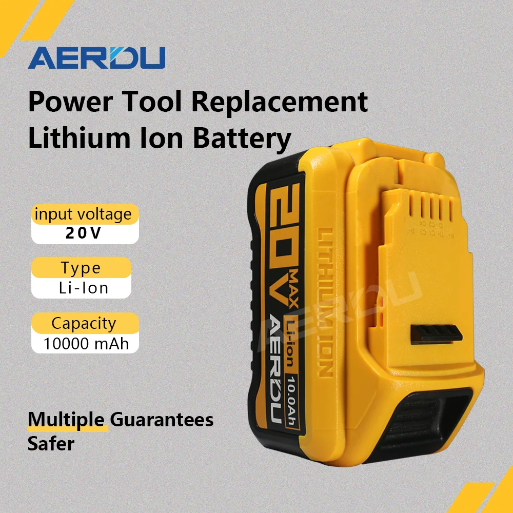 AERDU For DCB200 Tools Battery 20V 6Ah-10Ah 21700 Lithium-Ion Battery For Dewalt DCB206 DCB200 DCB205 DCF845 DCF850 DCF892 DCF91