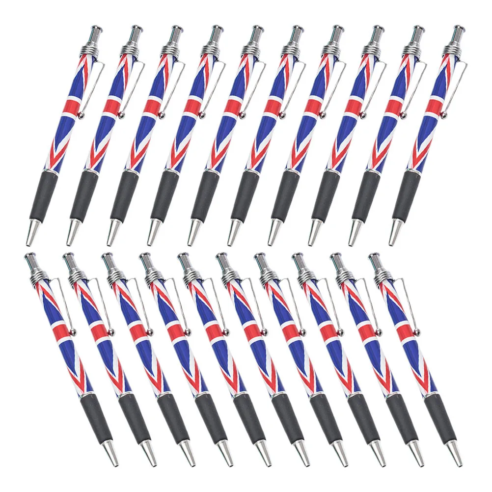 

20Pcs British Flag Pattern Pen Smooth Writing Experience Click Mechanism Professional Office School Supplies Patriotic Design