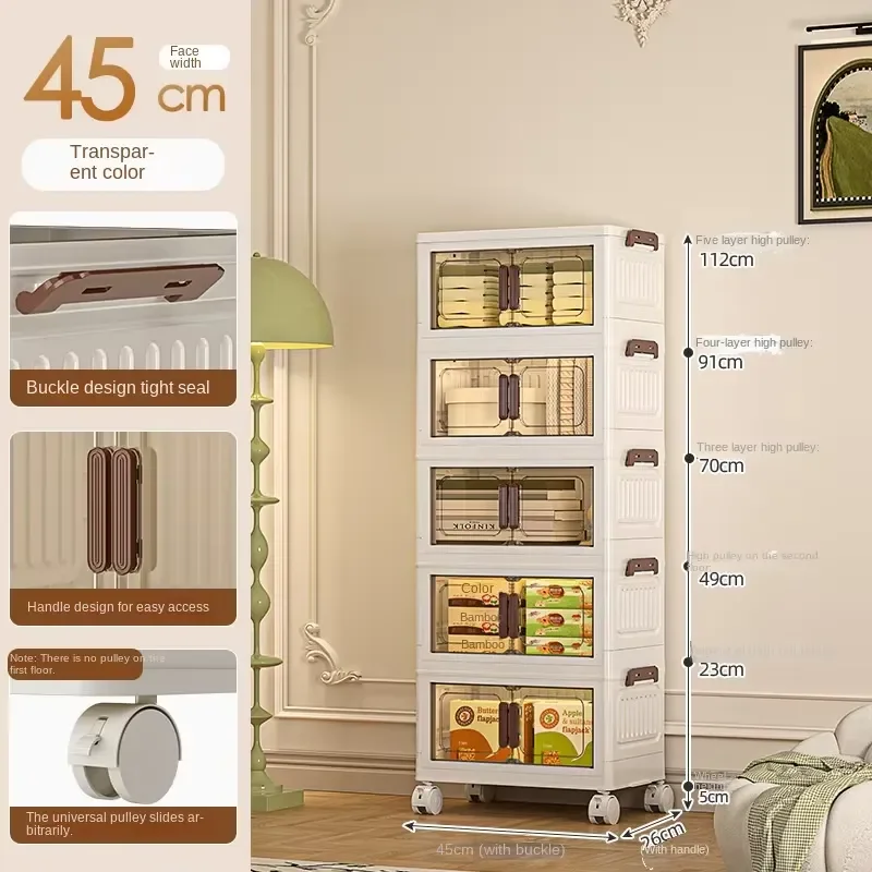 Folding European multi-layer plastic storage cabinet, suitable for family clothing and baby wardrobe living room storage