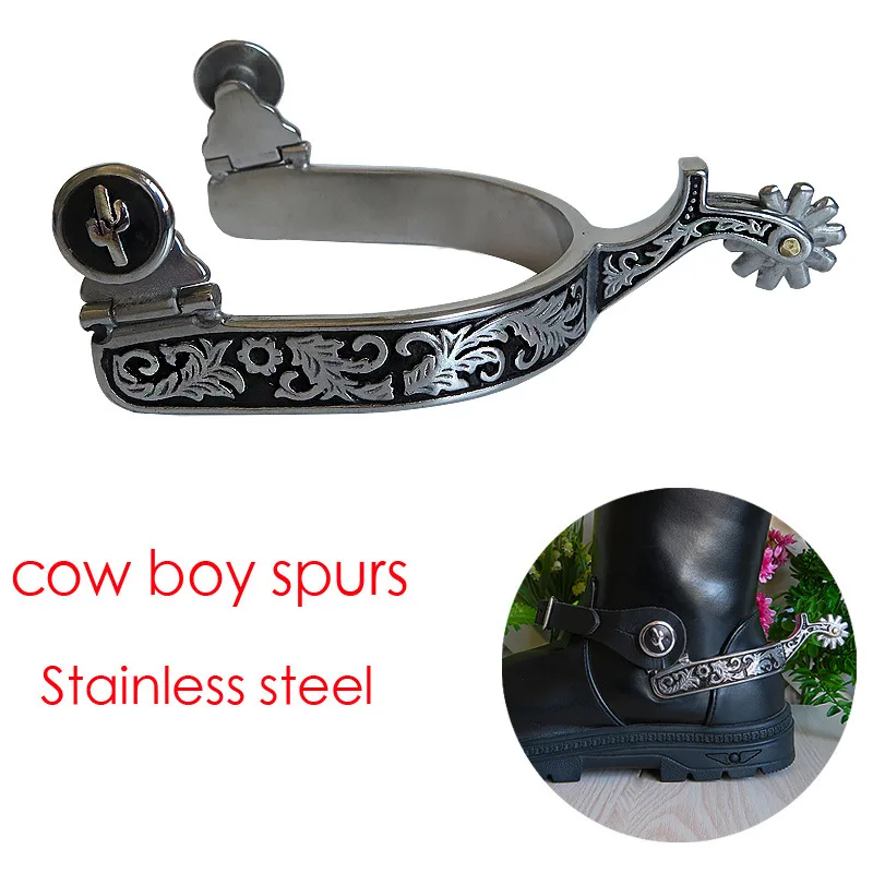 

Spurs Stainless Steel Spurs Riding Horse Roping Spurs with Brass Gear for Riding Equestrian to Horse for Men