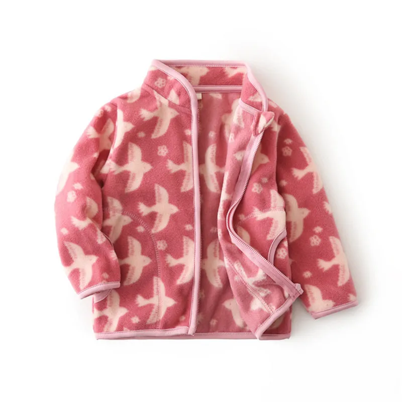 Zeebread New Arrival Boys Girls Fleece Jackets Zipper Animals Print Plus Velvet Thickening Polar Fleece Children Collar Jacket