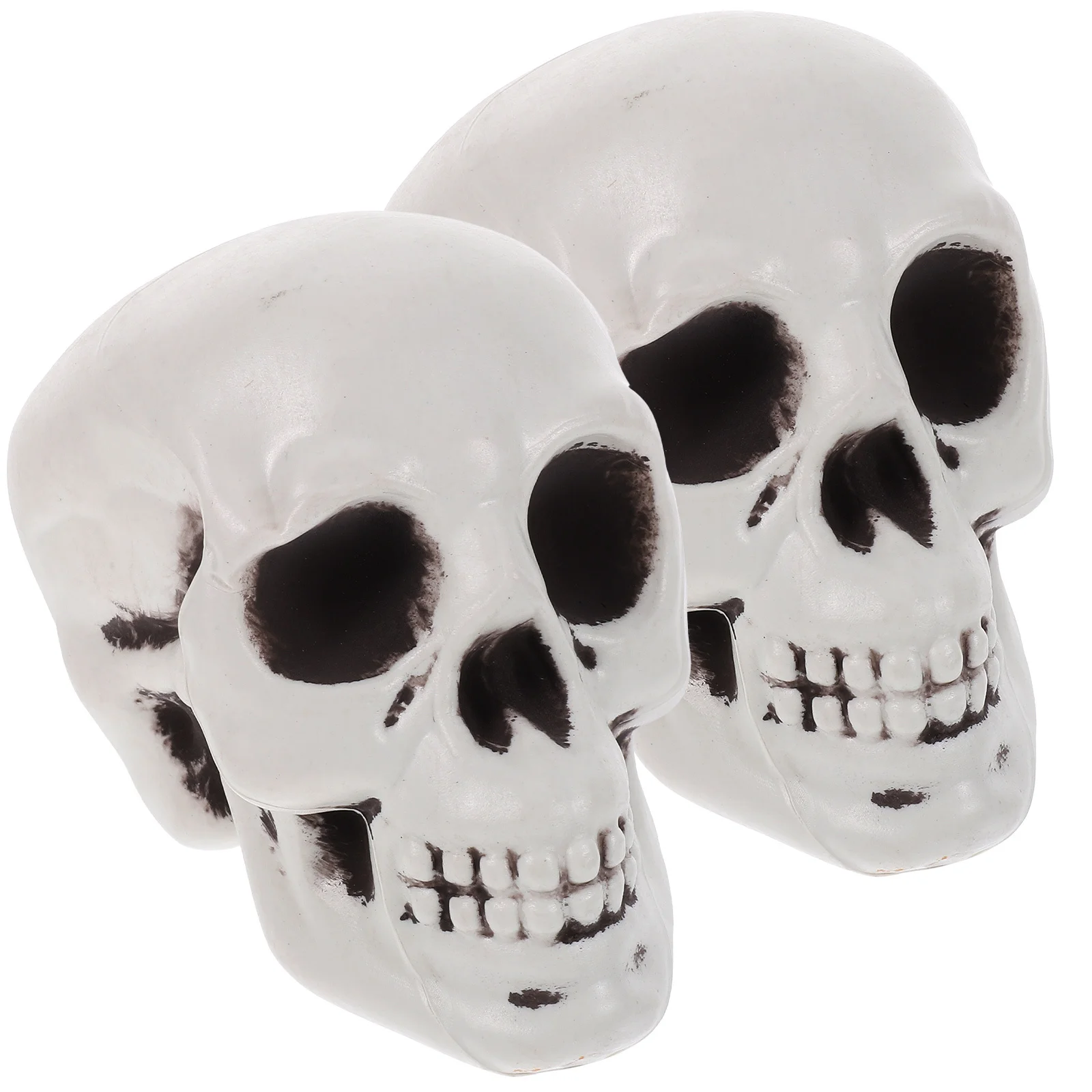 

2Pcs Halloween Artificial Skull Scared Plastic Skull Decor Lightweight Party Cosplay Props Ghost House Supplies