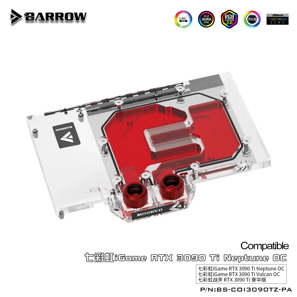 Barrow BS-COI3090TZ-PA GPU Water Cooling Block for Colorful iGame RTX 3090TI Neptune / Vulcan OC, with Aluminum Alloy Backplate