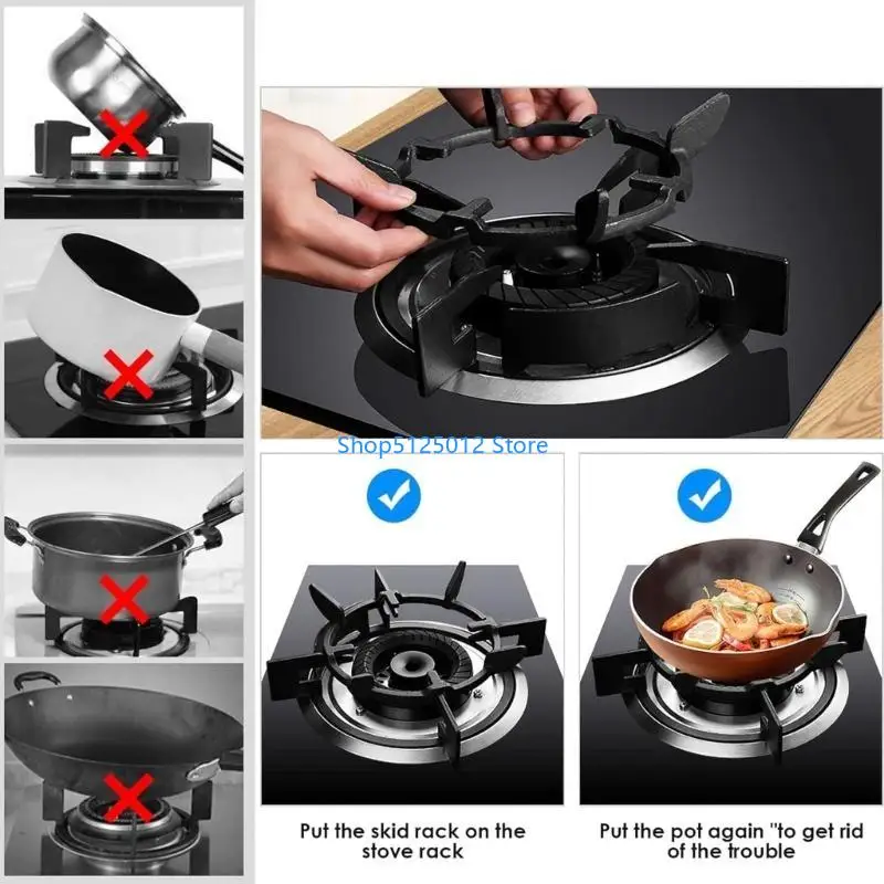 G8TC Kitchen Wok Support Rings Cast Iron Cookware Stabilizer Gas Hob Pans Holder Iron Stove Rack Suitable for Even Heating