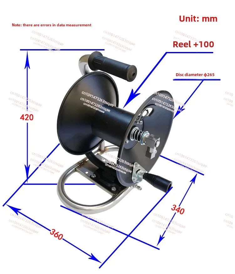 Water bracket with ball valve, portable high-pressure pipe reel, dredging pipe hand reel, pipe reel