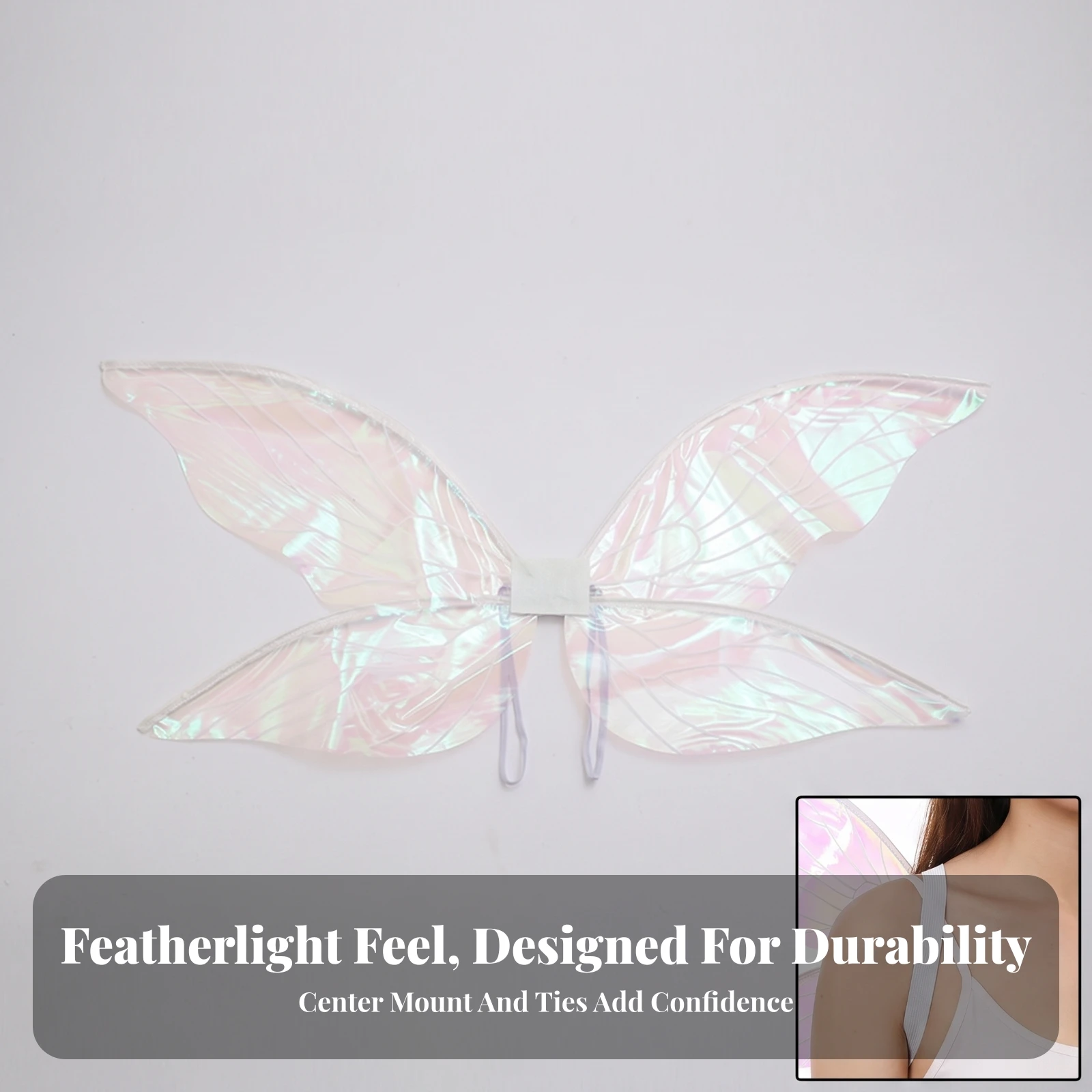 Fairy Wings Iridescent Fantasy Wings Costume Accessory Translucent for Cosplayers, Cosplay, Stage Performances