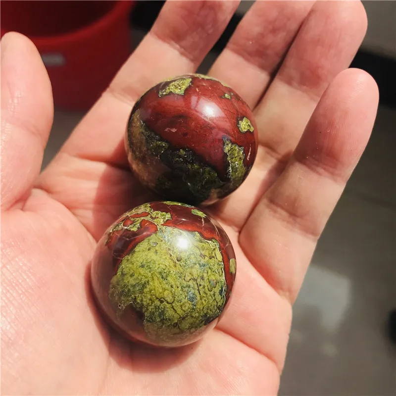 

20-30mm 2pcs Natural Dragon Blood Stone Jasper Crystal sphere ball healing