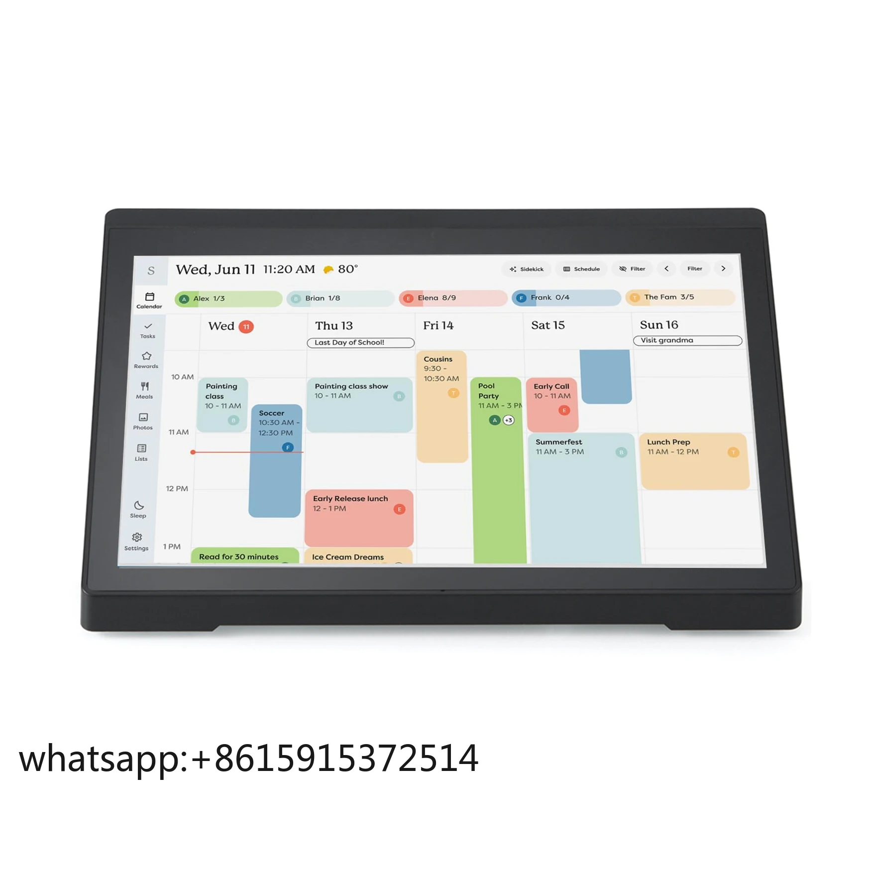 TLCRETE تقويم رقمي 8 بوصة، تقويم سطح المكتب 2025-2026 خطة واي فاي ذكية ومخططات عمل، شاشة IPS HD تعمل باللمس تعرض المنزل Sc #1