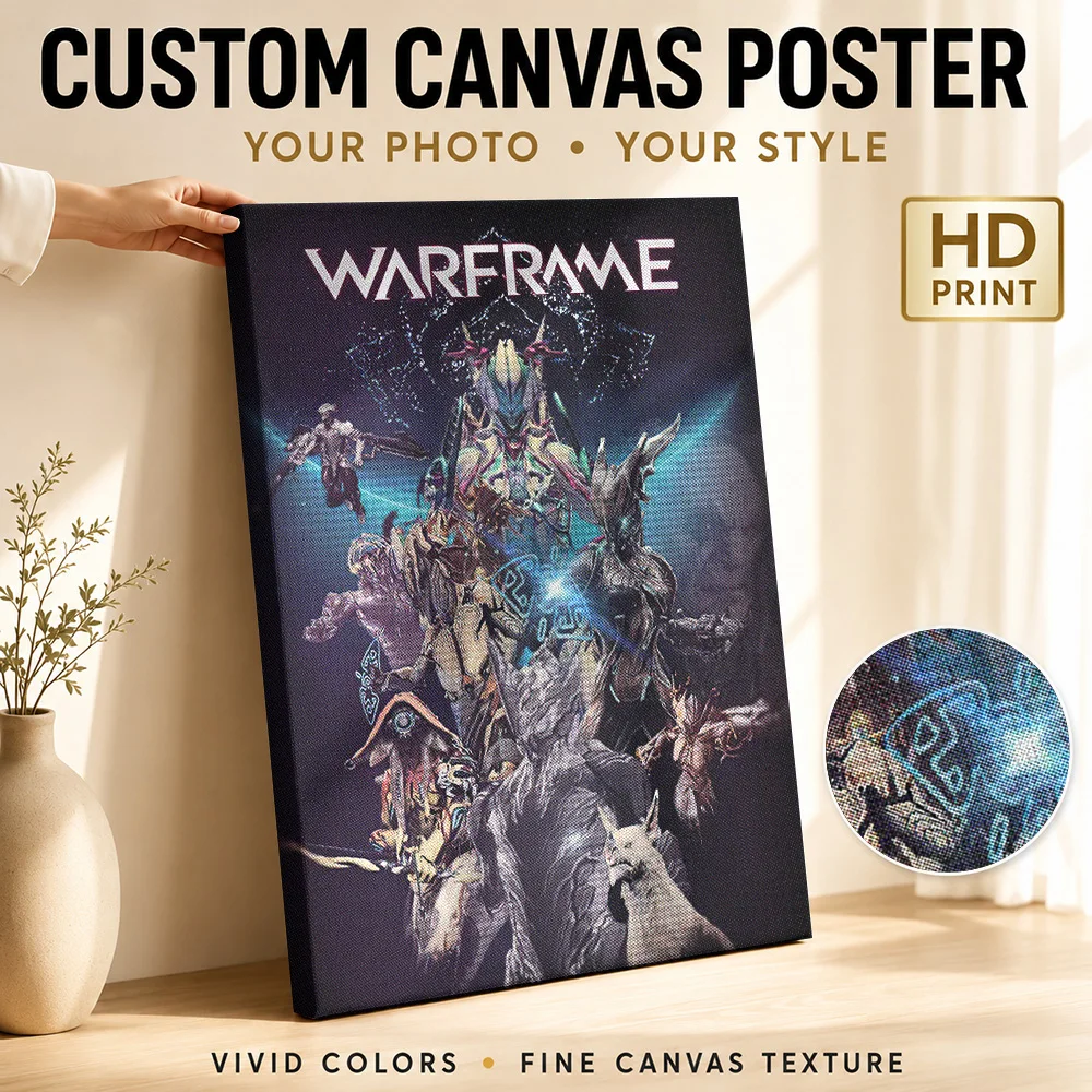 Warframe Canvas Painting Posters Cinematic Style Canvas Wall Art With Customized Photo For Playroom Ideal Adventure Fan Gift