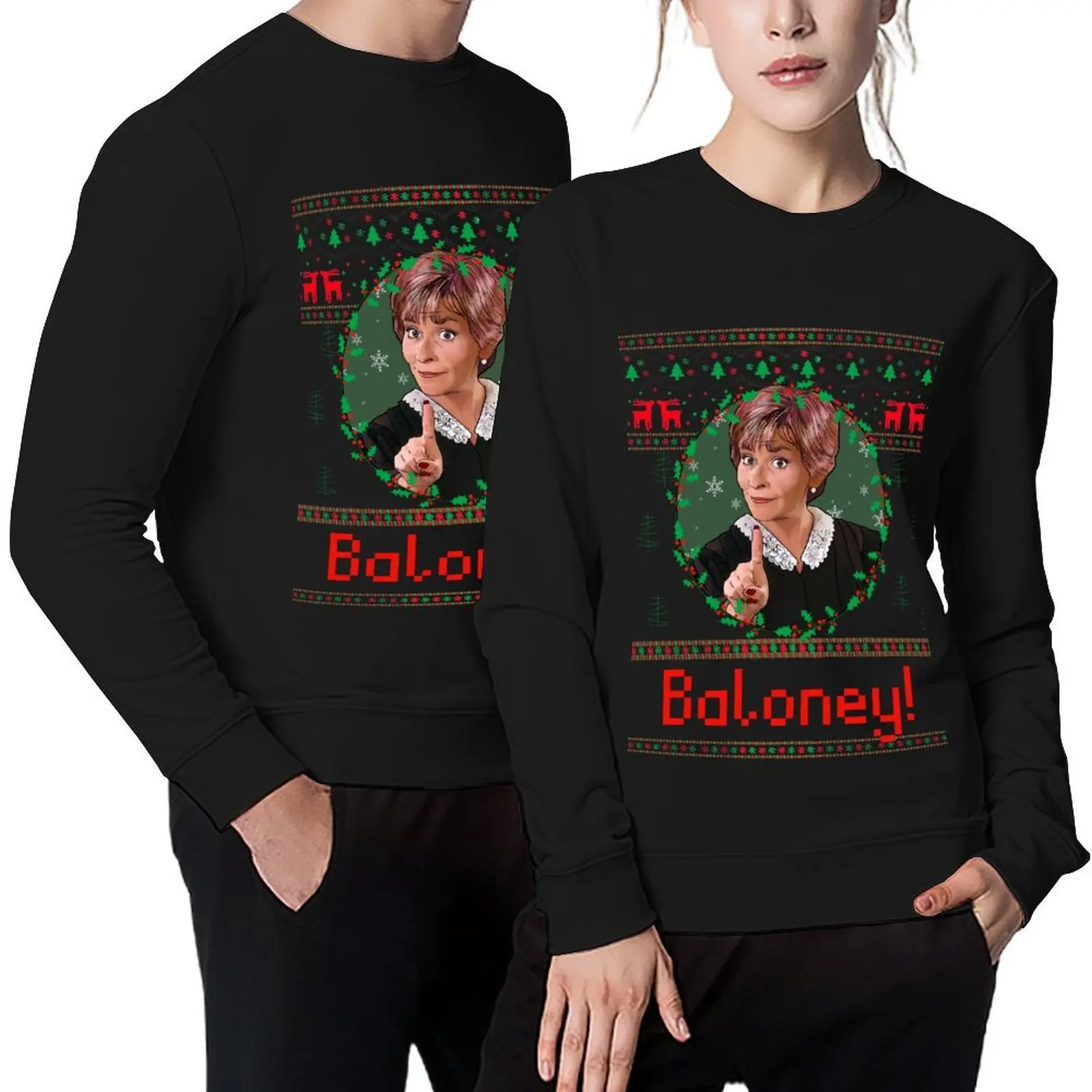 

Judge Judy Ugly Christmas Sweater - Baloney! Pullover tracksuits anime clothes fashion men hooded sweatshirts