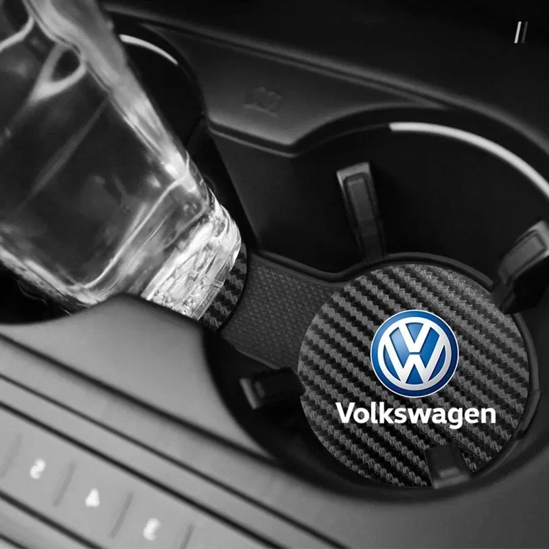 2Pcs Car Cup Holder Pad Anti Noise Coaster Interior Decoration For VW GTI Polo Golf Passat Tiguan Arteon Touareg CC Taigo Caddy - view 2