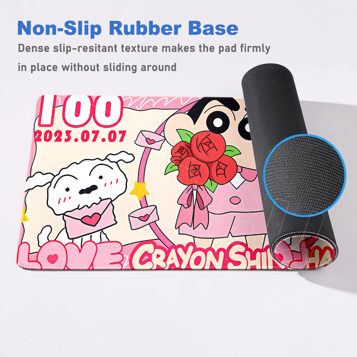 HD Print Pink Cartoon Crayon Shin-chans Mousepad 120x60cm Computer Gamers Stitch Edge Keyboard Table Mat XXXL Non-slip Mouse Pad