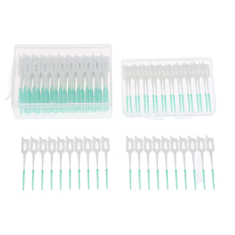 40Pcs/set Interdental Brush Orthodontic Brush Cleaning Teeth Gaps Oral Care Soft Silicone Head Interdental Brush Good for Gums