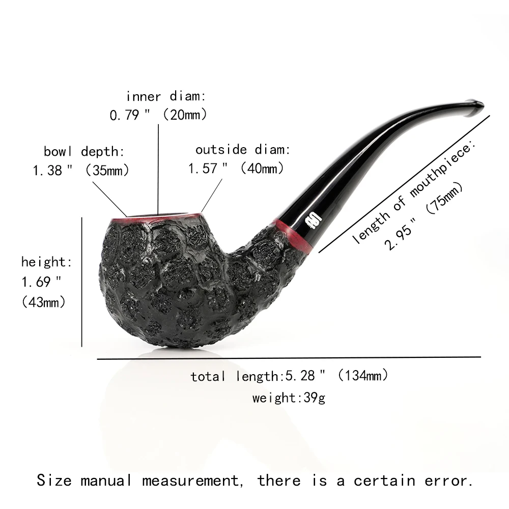 MUXIANG briar wood tobacco pipe Classic SherlockHolmes pipe Curved handle 9mm channel Heather wood carved sandblasted pipe