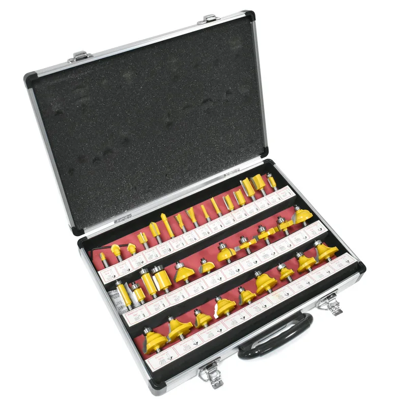 

35 pieces woodworking milling cutter 1/4 handle engraving trimmer wooden tenon tool set carbide wood milling cutter