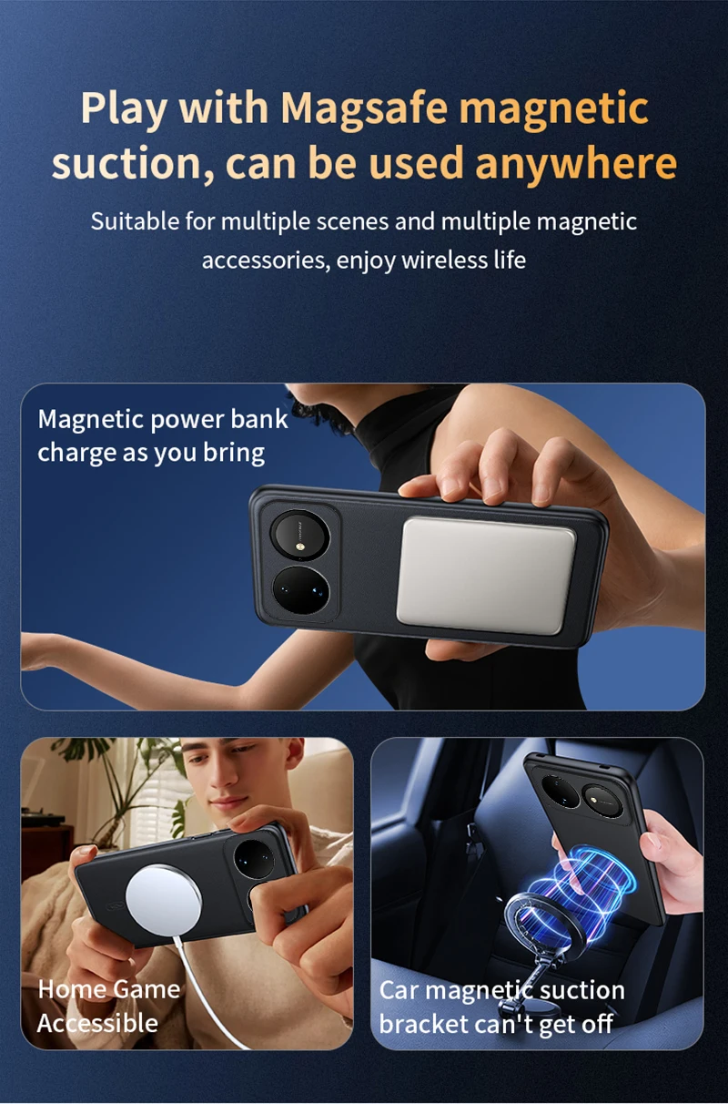 Für Huawei Nova 16: Magnetische Schutzhülle aus Leder, Anti-Fingerabdruck, rutschfest, aus PC+TPU. – Detail 9