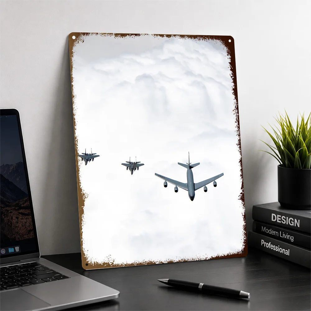 Aerial Refueling Formation Textured Poster Personalized Metal Tin Sign Flight Portrait Wall Art Enhances Studies And Libraries