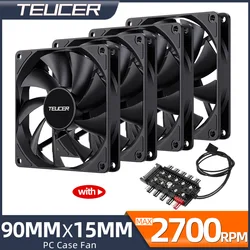 Teucer UT-9015 9cm Chassis Fan Ultrathin 15mm Thinckness 4PIN PWM Hydraulic Bearing Radiator Cooling Ventilador 1-10pcs with Hub