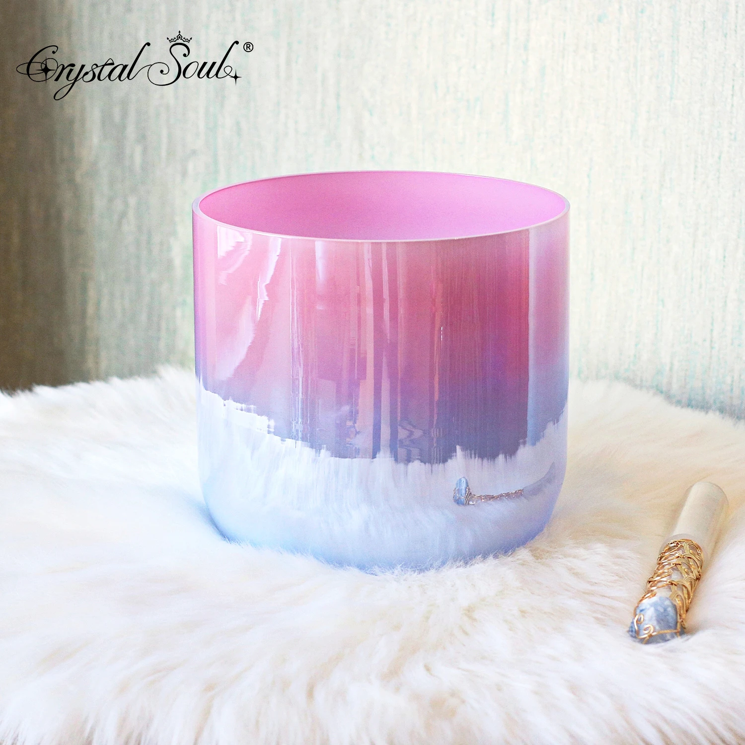 

Crystal Soul High Quality Thickened pink Blue Gradient Alchemy Crystal Bowl Singing