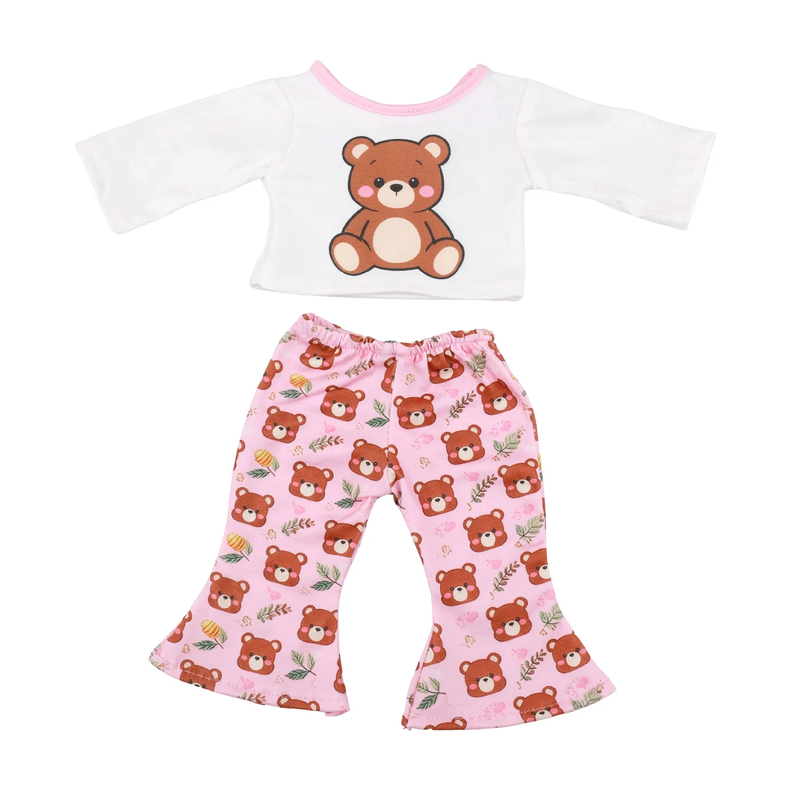 2Pcs/Set=Animal Pattern Printed T-shirt+Pants For 43cm Baby Doll Clothes Accessories And 18 Inch American Doll,Girl's Toys Gift