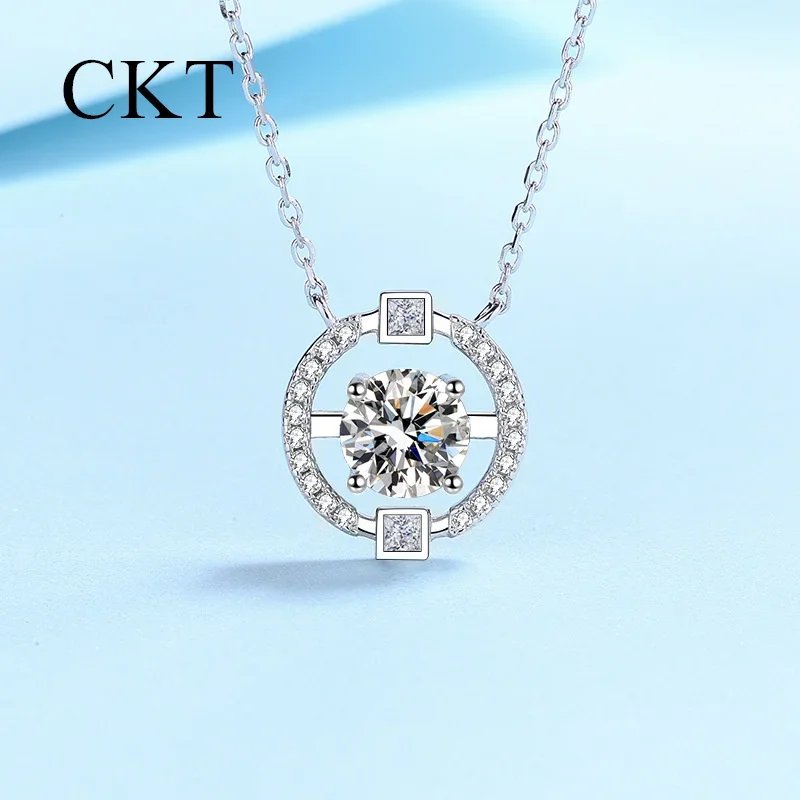 

18K White Gold Beating Heart 0.5-2ct Moissanite Necklace Platinum Pt950 Pendant for Women Valentine's Day Gift Collarbone Chain