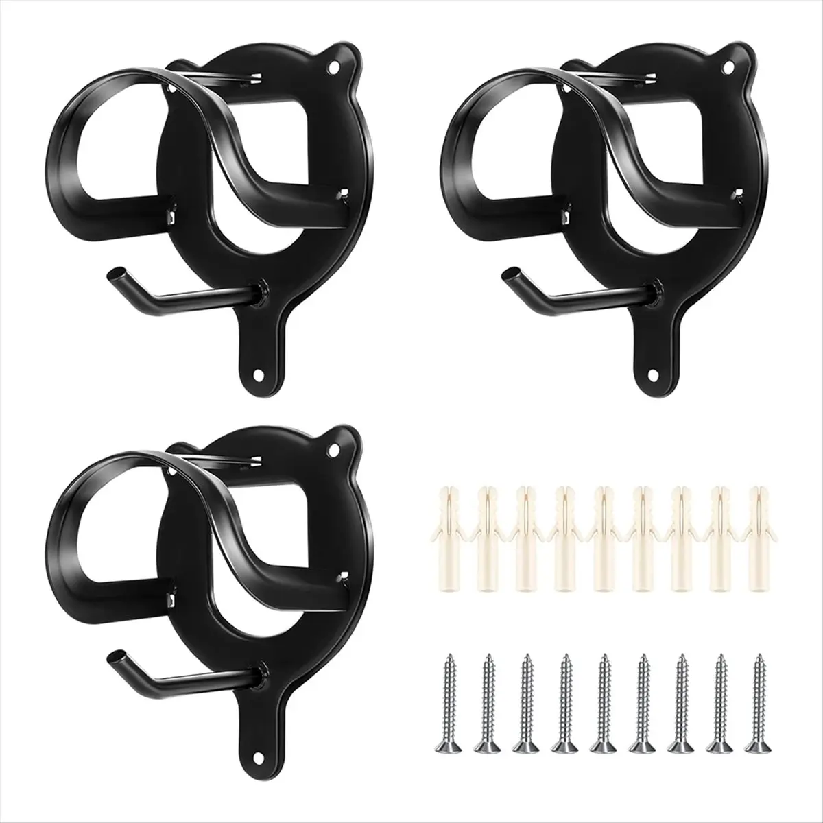 A75K 3 Counts Horse Bridle Rack Bracket Bridle Hooks Tack Storage Halter Hanger Metal Holder with Tubes and Screw