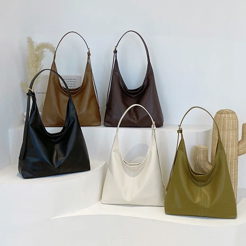 

Новая большая сумка, женские модные простые сумки на плечо, большая вместительная сумка-тоут из искусственной кожи, сумки в стиле ретро с высоким смыслом подмышками