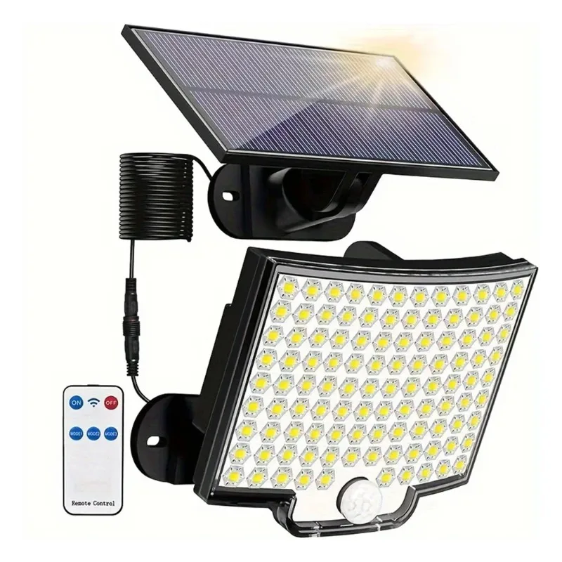 126LED zonne-buitenverlichting bewegingssensor afstandsbediening muur schijnwerper beveiliging waterdichte patio tuin garage hek pad verlichting