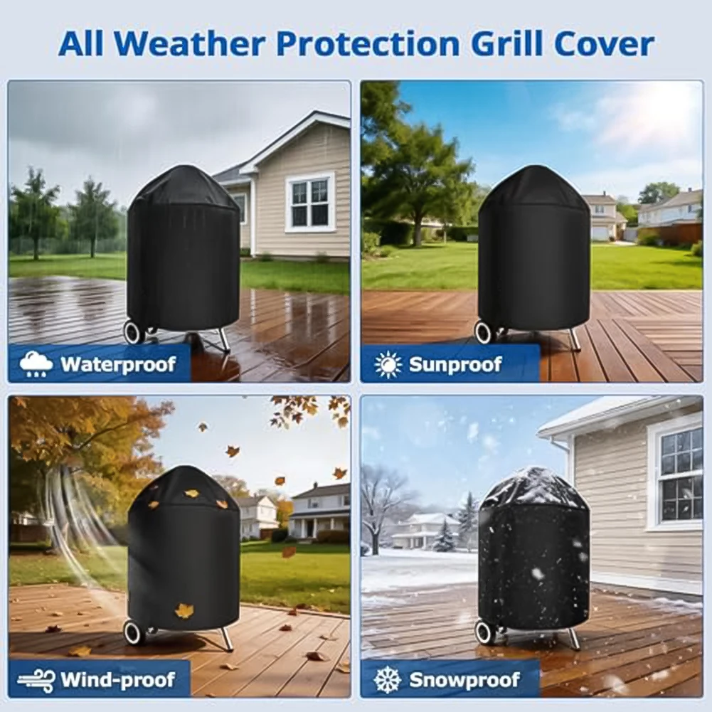 Heavy Duty Waterproof Grill Cover For Weber Grills Outdoor BBQ Cover 210D Waterproof Weather-Resistant Anti-UV Barbecue Cover