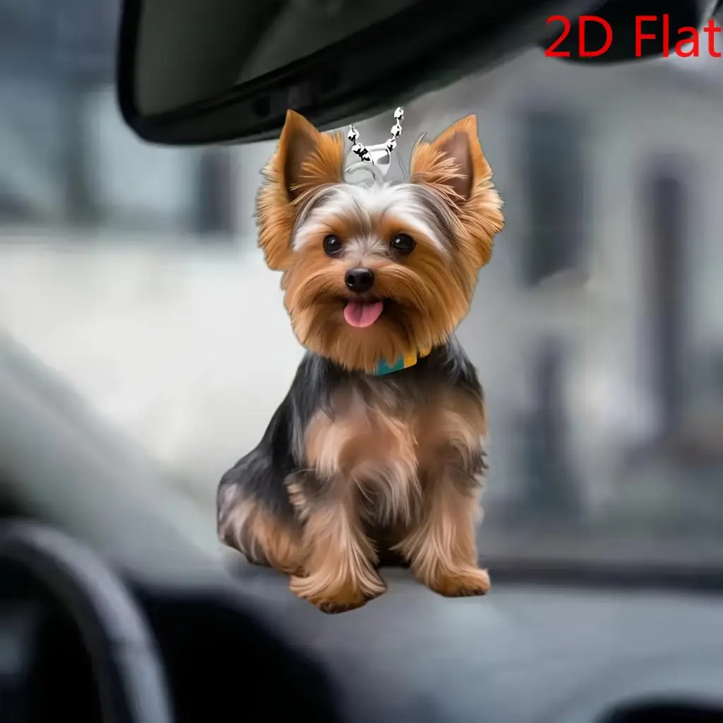 

Подвеска в виде милой собаки для автомобиля/дома - 2D акриловый декор в виде йорка для Хэллоуина/Рождества