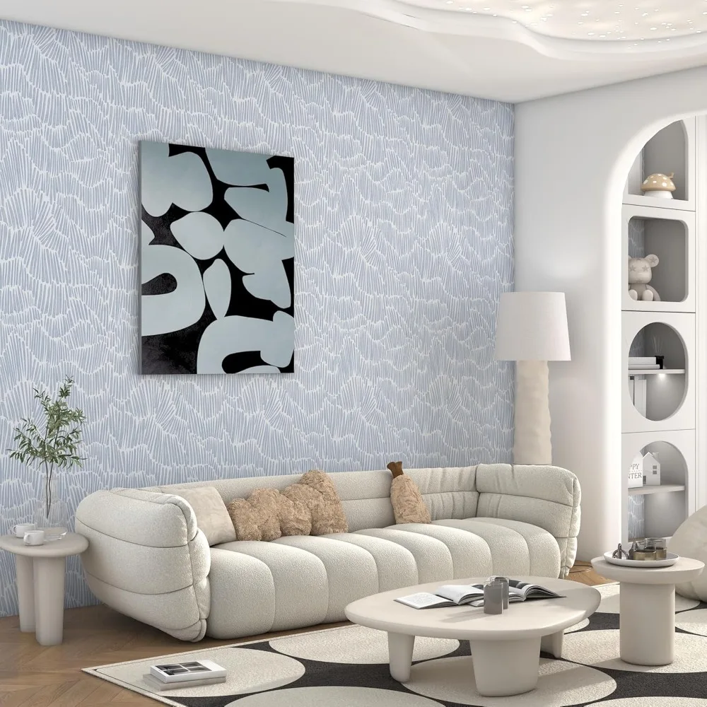 ورق جدران مخطط حديث - نمط بوهو أزرق قابل للتقشير واللصق ذاتي اللصق قابل للإزالة لجدران غرفة النوم، تصميم مقاوم للماء #4