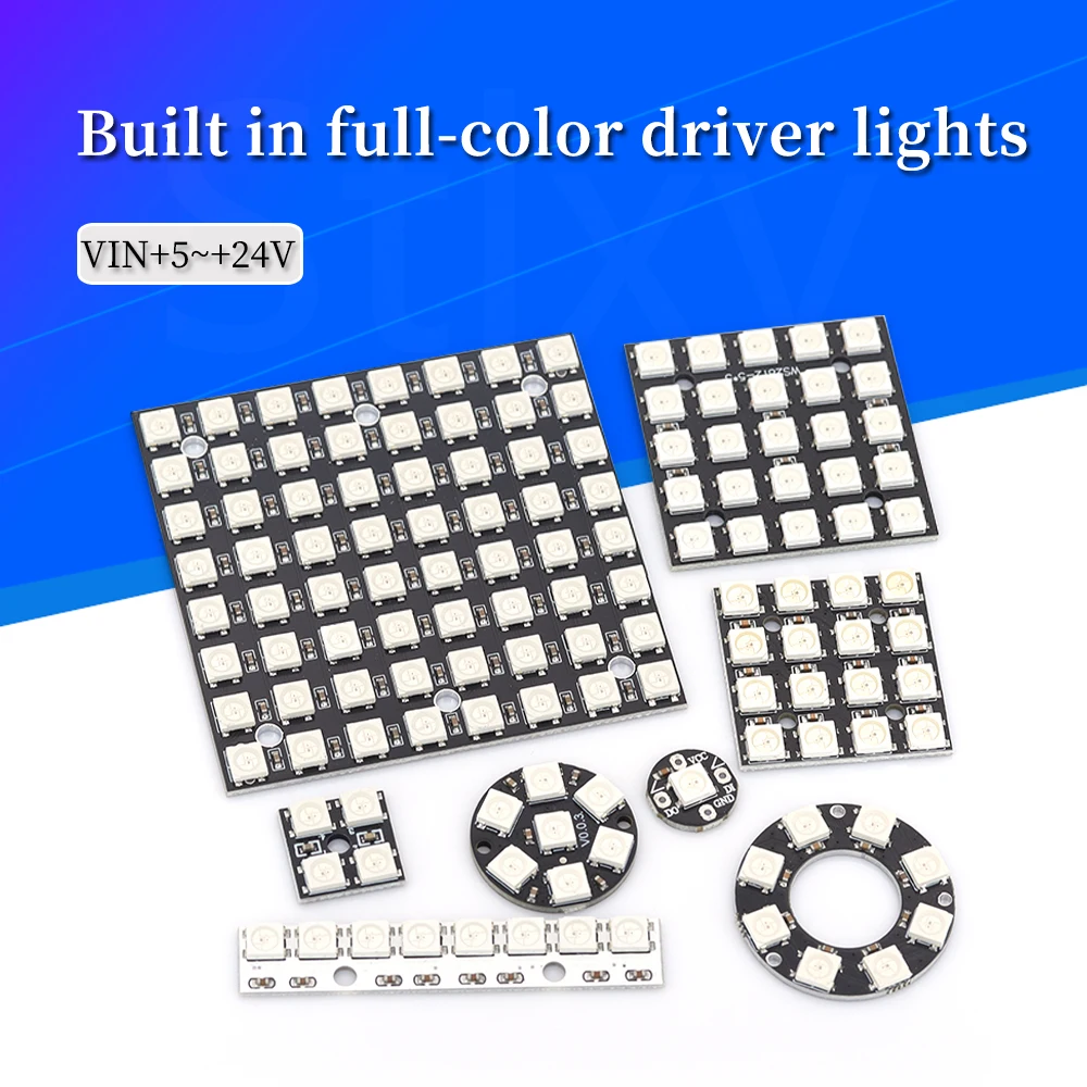 5V 1Bit 3 4Bit 7 8Bit 9 12Bit 16Bit 24Bit 32Bit 64 Bits WS2812 5050 RGB LED Ring Lamp Light + Integrated Drivers For Arduino Diy