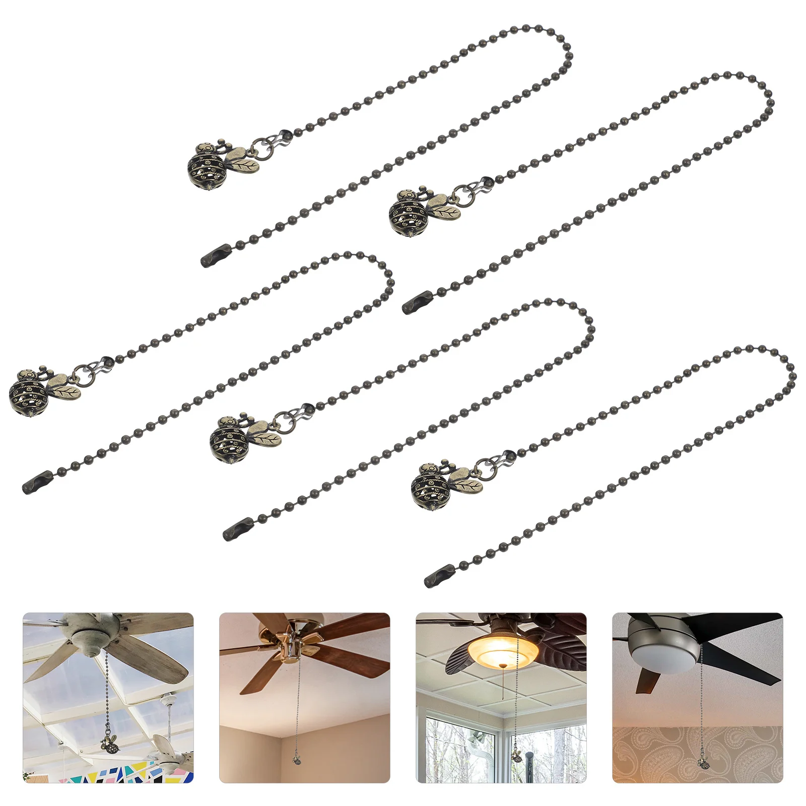 

5Pcs Ceiling Fan Pull Chain Vintage Bee Metal Extender Decorative Pulls for Fan and Light Extension Long-Lasting
