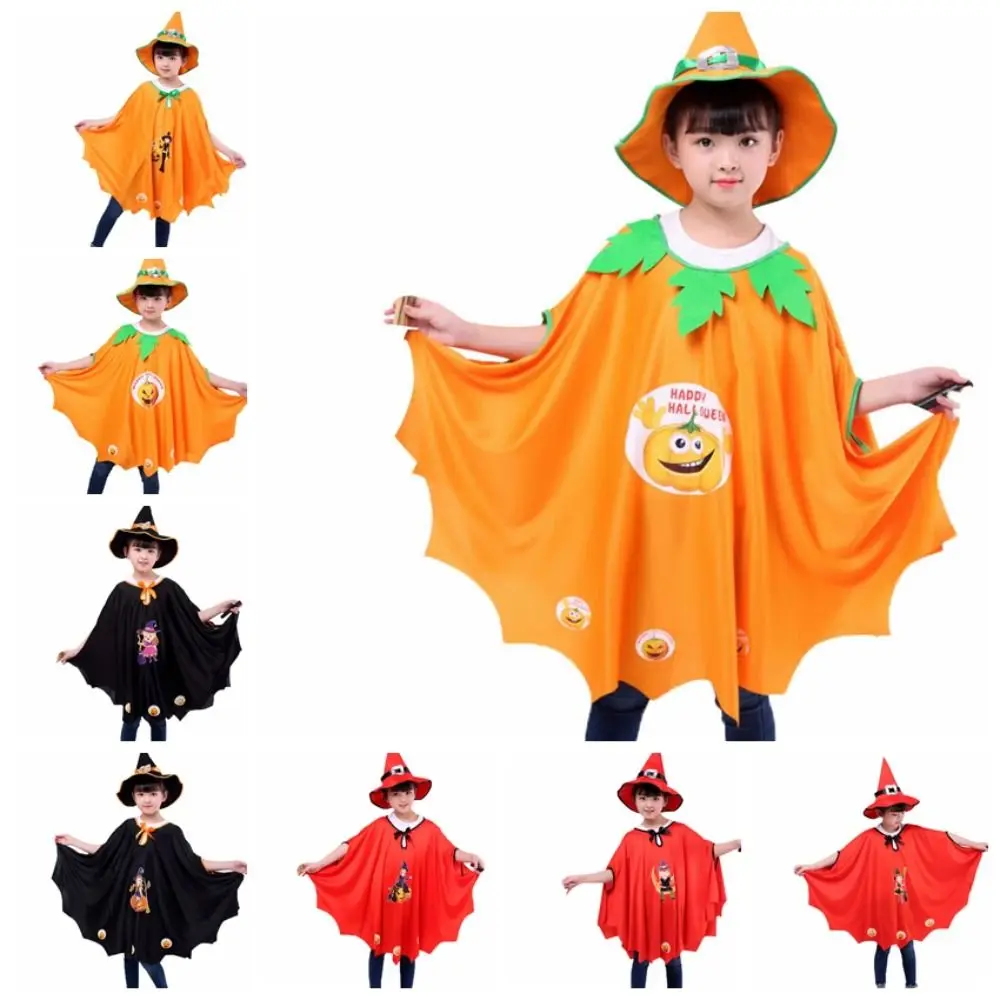 Tela con personalidad, capa de Halloween para niños, traje con capa de bruja y calabaza, sombrero, accesorios para fotos de gato, ropa de Halloween para niños, regalos para chico