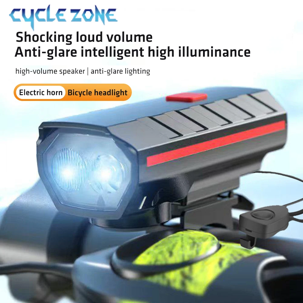 Велосипедный фонарь с звуковым сигналом Type-C, перезаряжаемый передний фонарь для горного велосипеда, велосипедный звонок, 4 режима, велосипедная фара, фонарик для ночной езды