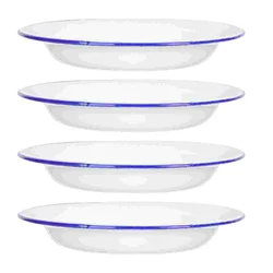 4 Pcs Serving Enamel Dish Set White Platters Enamelware Dishes Vegetarian Diet Dinner Plates