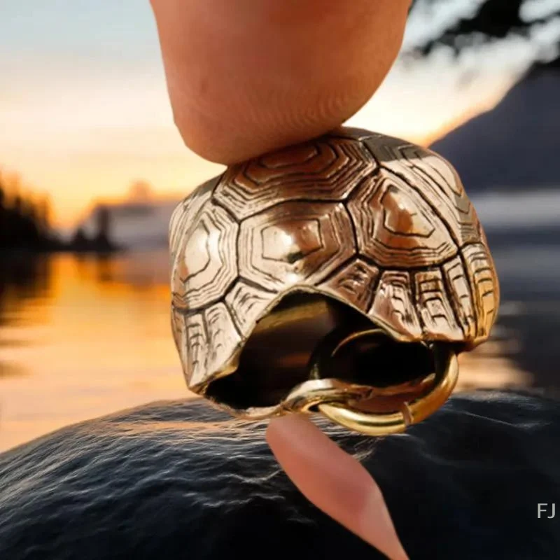

Unique Brass Vintage Keychain Featuring Copper Tortoise Shell Bell, Ideal Car Pendant, Jewelry Decoration & Auspicious Present