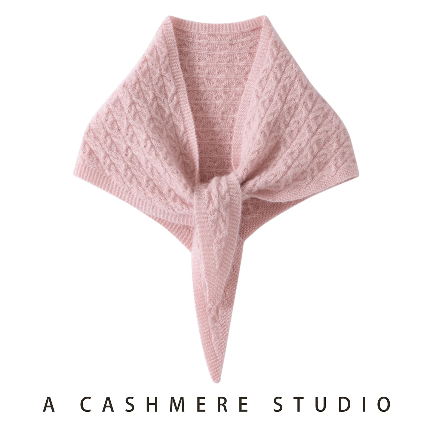 

Cashmere triangular scarf for women, high-end outerwear, twisted shawl, winter knitted warm neck warmer, twisted pattern scarf