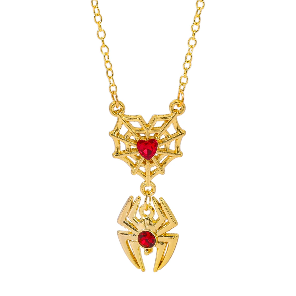 Collar con Colgante de Spiderman Dorado, Joyería Punk, Gargantilla para Mujer, Collar Hip Hop de Halloween, Regalo para Chicas